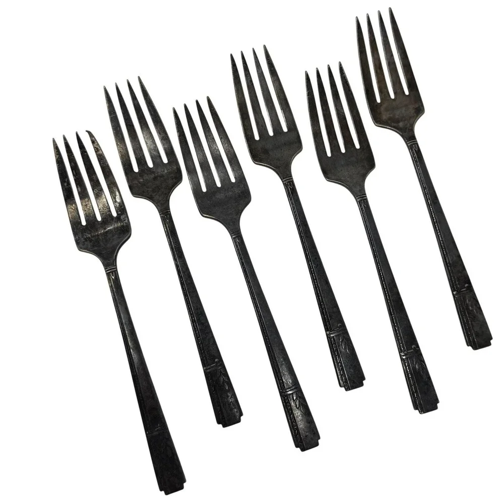 6‎ Vintage Salad Forks GRENOBLE Oneida 1938 Prestige Silverplate Flatware